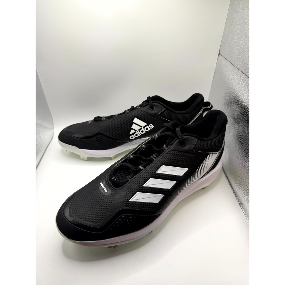 Adidas Icon 7 FZ1558‎ Mens 13.5 Black White Silver Lace Up Metal Baseball Cleats